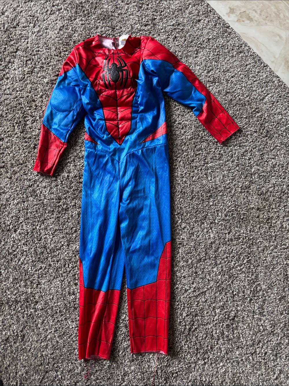 Spiderman Boys Red and Blue Muscle Chest Jumpsuit Costume